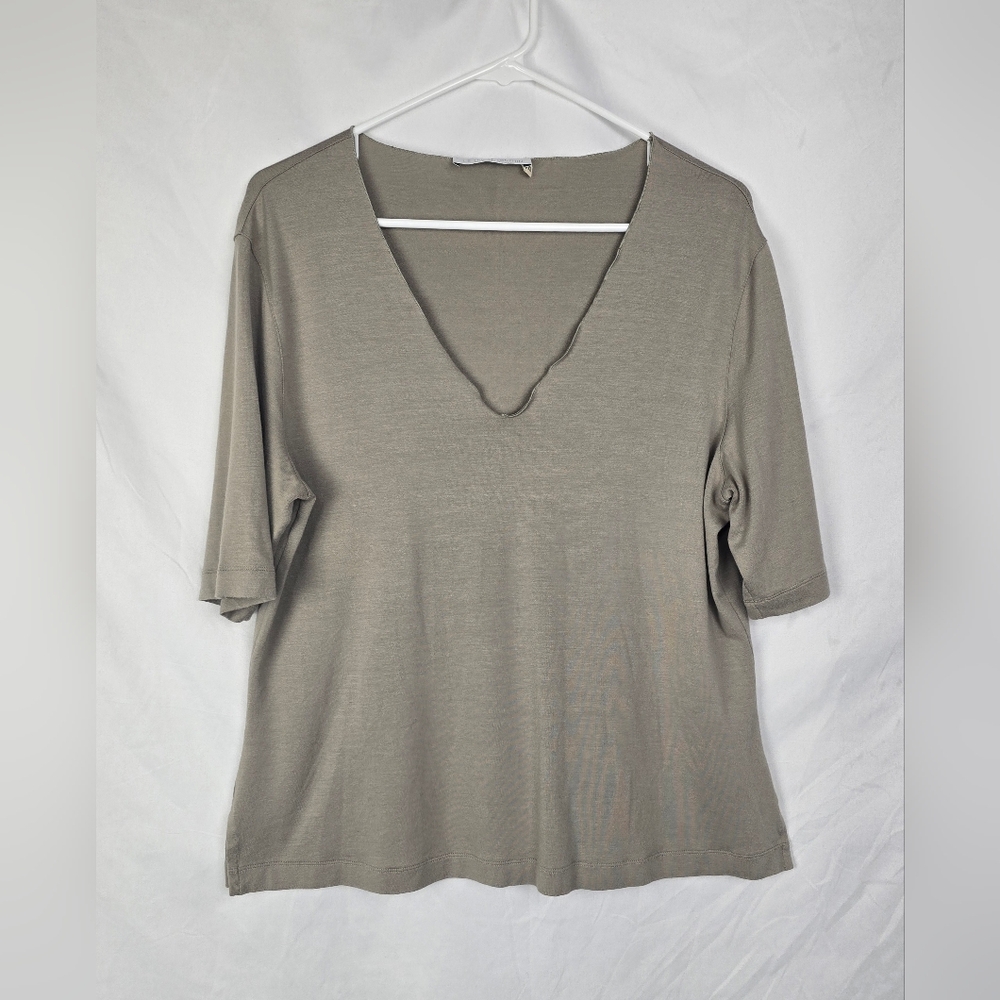 Le Tricot Longhin Italy Taupe Minimalist Boxy Comfy Top sz XXL